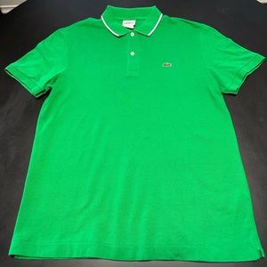 Lacoste Polo in Green with White Collar Pipping